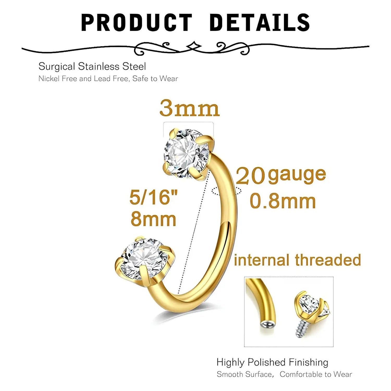 vevolora nose ring product details gold hoop