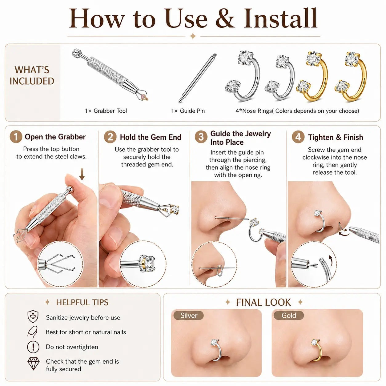 vevolora nose ring how to use and install guide
