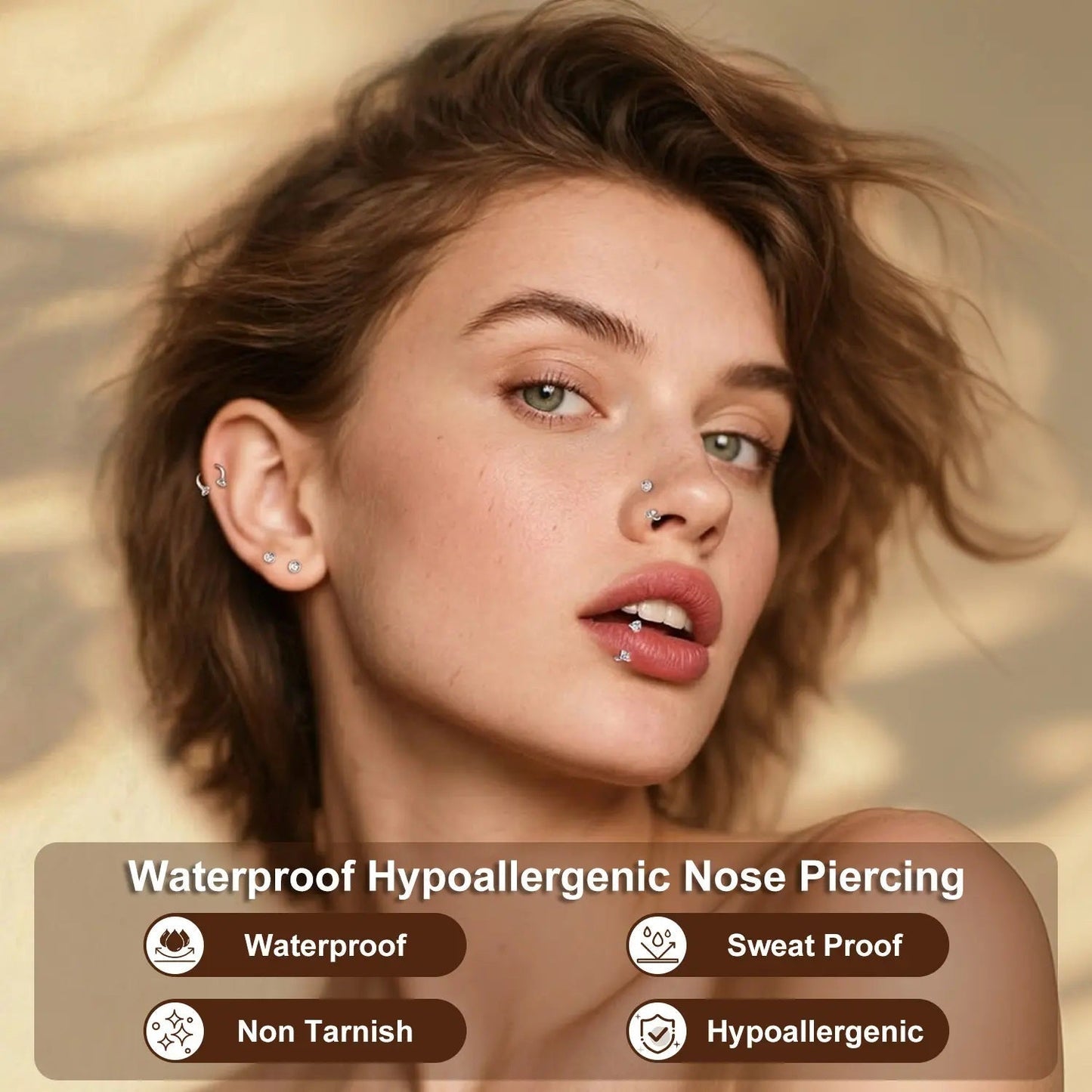 vevolora waterproof non-tarnish sweat-proof body jewelry feature
