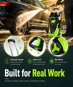 Pressure Washer with Smart Control and 15 Levels of Adjustment, 4500 PSI 3.2 GPM Electric Pressure Washer, Kink Resistant Hose, Quick Connect Fittings and Soap Tank for car, home, driveway, patio, fence, sidewalk, balcony, furniture Cleaning