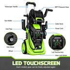 Pressure Washer with Smart Control and 15 Levels of Adjustment, 4500 PSI 3.2 GPM Electric Pressure Washer, Kink Resistant Hose, Quick Connect Fittings and Soap Tank for car, home, driveway, patio, fence, sidewalk, balcony, furniture Cleaning