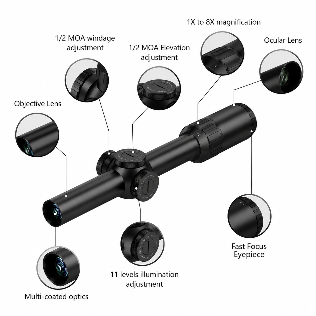 1-8X24SFIR SFP-MOA 30mm Tube Optics Rifle Scope