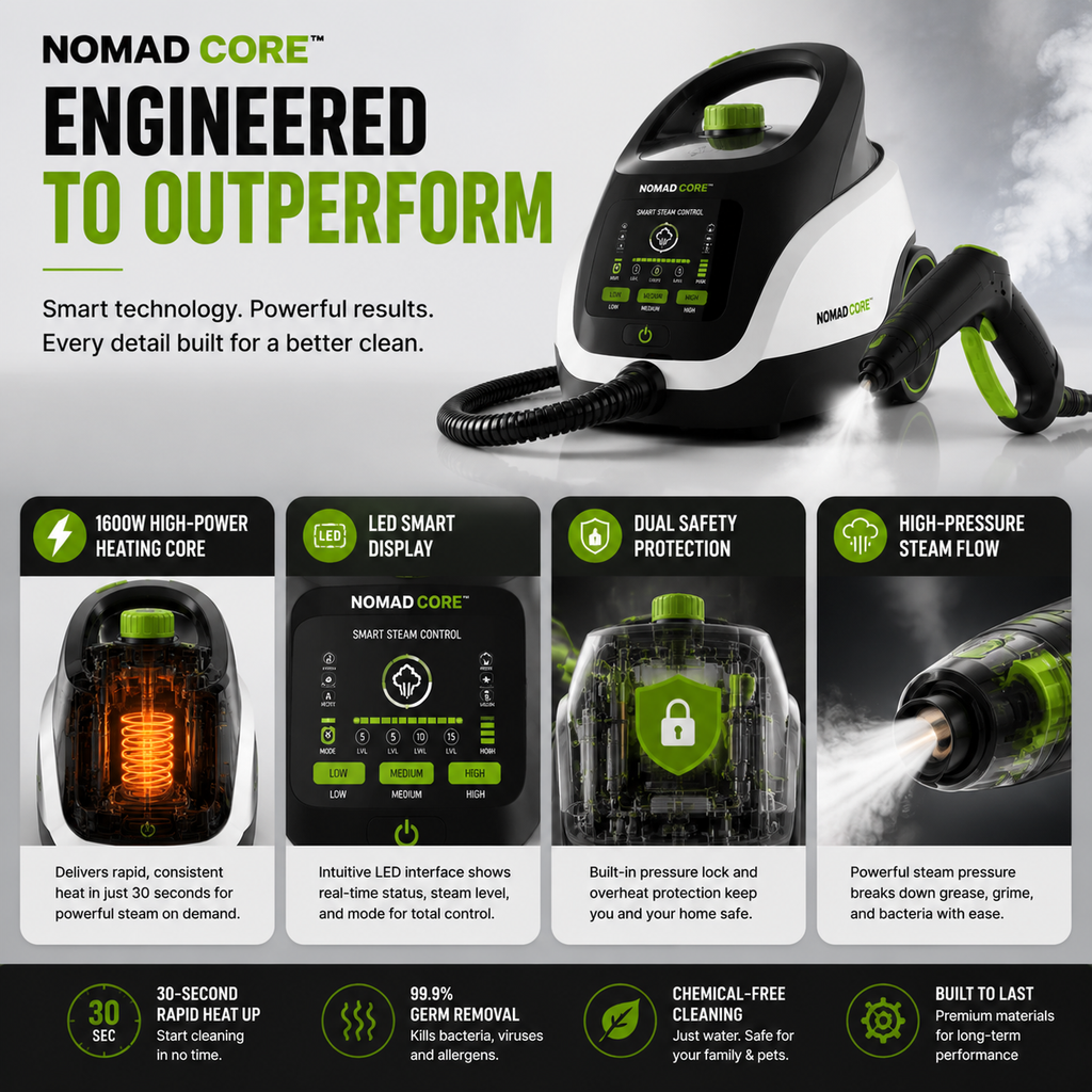 NOMAD CORE™ Smart Multi-Surface Steam Cleaning System