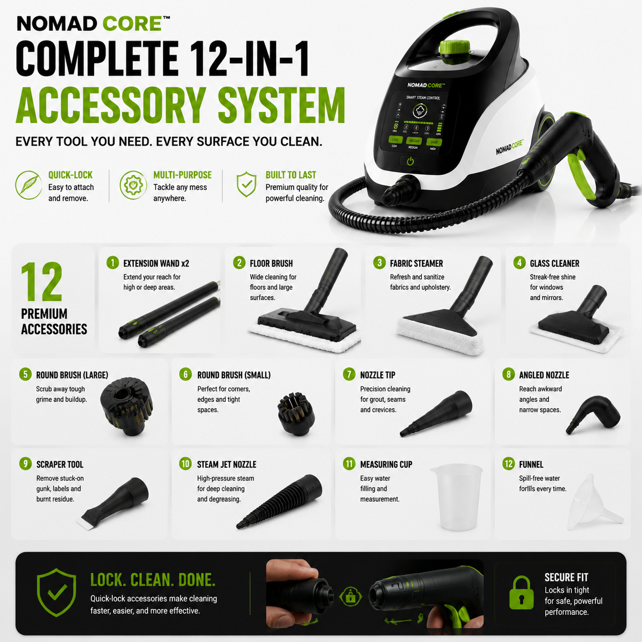 NOMAD CORE™ Smart Multi-Surface Steam Cleaning System