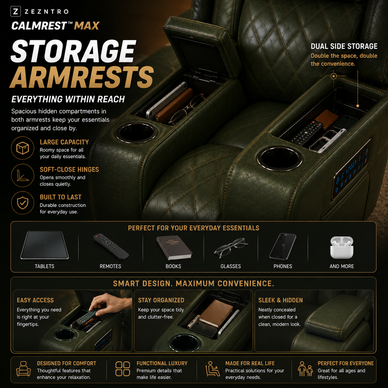 ZEZNTRO CALMREST MAX Zero Gravity Smart Recliner - Zero Gravity Mode