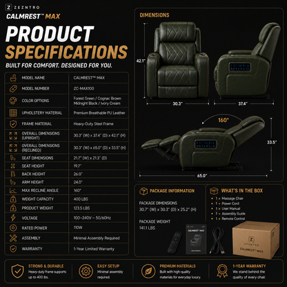 ZEZNTRO CALMREST MAX Zero Gravity Smart Recliner - Living Room