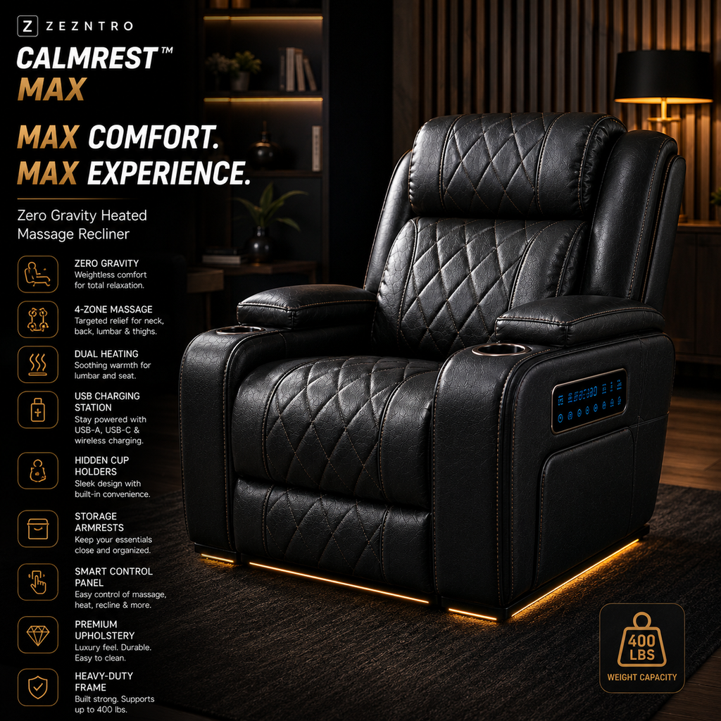 ZEZNTRO CALMREST MAX Zero Gravity Recliner in Midnight Black