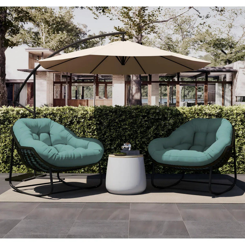 ZEZNTRO Wicker Outdoor Chair Set of 2 - Green Patio Chair