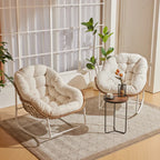 ZEZNTRO Wicker Outdoor Chair Set of 2 - White Outdoor Chair
