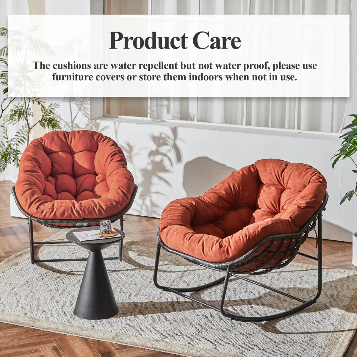 ZEZNTRO Wicker Outdoor Chair Set of 2 - Size Reference