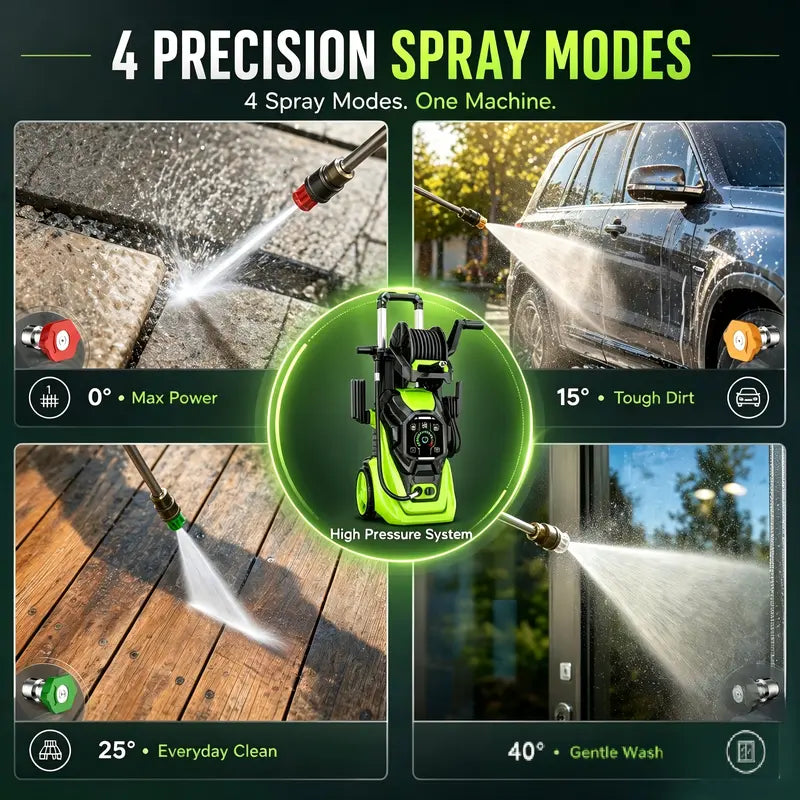 Pressure Washer with Smart Control and 15 Levels of Adjustment, 4500 PSI 3.2 GPM Electric Pressure Washer, Kink Resistant Hose, Quick Connect Fittings and Soap Tank for car, home, driveway, patio, fence, sidewalk, balcony, furniture Cleaning