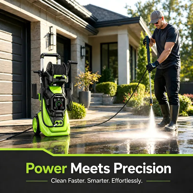 Pressure Washer with Smart Control and 15 Levels of Adjustment, 4500 PSI 3.2 GPM Electric Pressure Washer, Kink Resistant Hose, Quick Connect Fittings and Soap Tank for car, home, driveway, patio, fence, sidewalk, balcony, furniture Cleaning