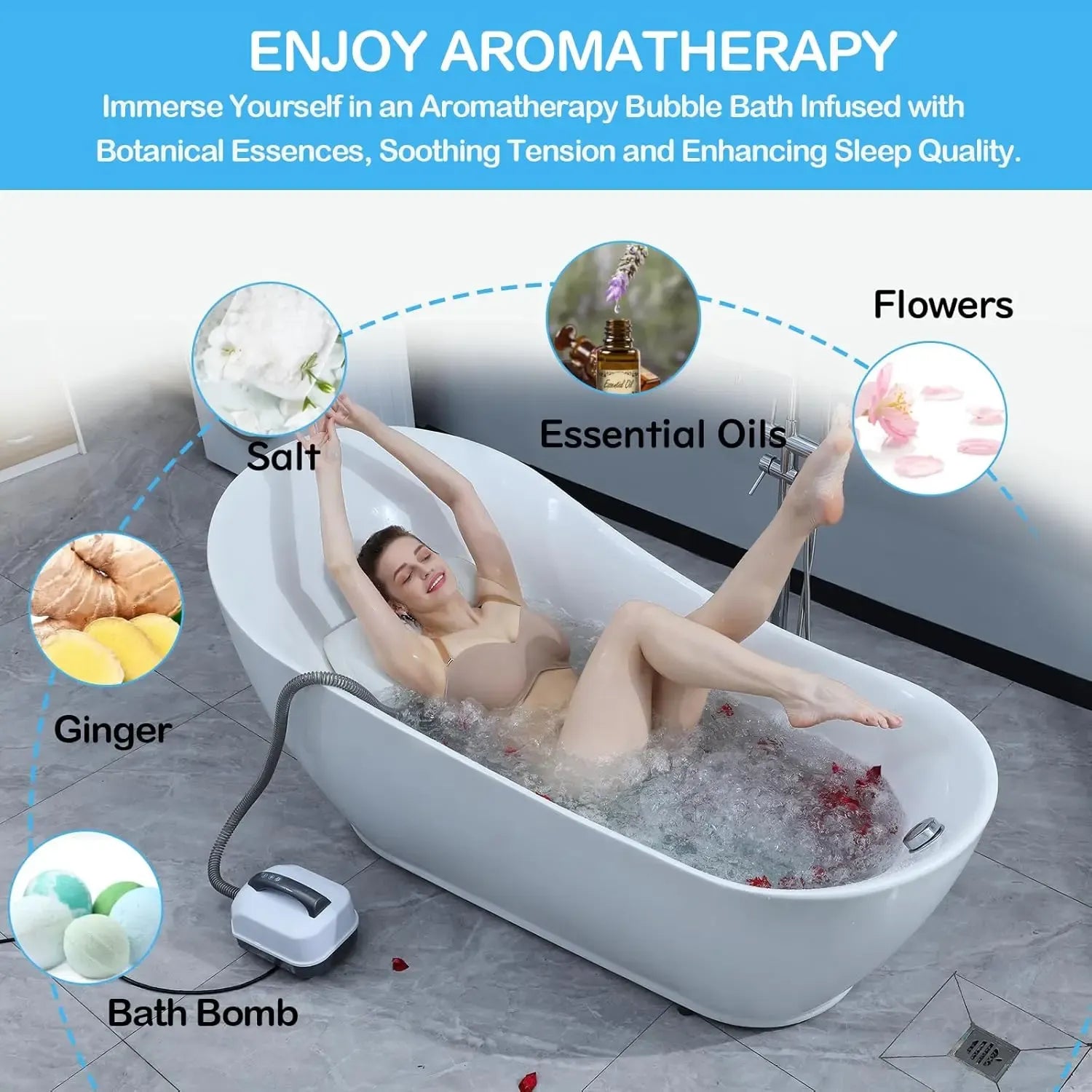 Exclusive portable full-body waterproof spa bubble bath mat